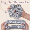 image:imageOLESILK 100 Mulberry Large Silk Scrunchies for Hair Care 2 Pack  Oversized for Women amp Girls Long Thick Curly Braids Hair Soft Smooth for No Damage Hair Care While Sleeping and DailySilver