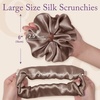 image:imageOLESILK 100 Mulberry Large Silk Scrunchies for Hair Care 2 Pack  Oversized for Women amp Girls Long Thick Curly Braids Hair Soft Smooth for No Damage Hair Care While Sleeping and DailyBrown
