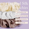 image:imageOLESILK 100 Mulberry Large Silk Scrunchies for Hair Care 2 Pack  Oversized for Women amp Girls Long Thick Curly Braids Hair Soft Smooth for No Damage Hair Care While Sleeping and DailyBrown