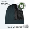 image:imageOLESILK 100 Mulberry Silk Bonnet for Sleeping Women Hair Wrap for Curly Hair Care Real Silk Not Satin PinkCharcoal