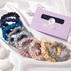 image:imageOLESILK 100 Mulberry Silk Hair Ties No Damage Scrunchies for Women 5 Pack  No Pull Soft Smooth No Crease No Dent Skinny Gentle for Thin Fine Thick Curly Hair All Day Hold Sleep FriendlyBlack  Silvergrey  Royalblue