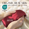 image:imageSilk Sleep Mask Soft Pressureless 100 Mulberry Silk for Eye Skin Anti Wrinkles Large Size for Total Blackout Adjustable Wide Velcro Ear Cover PrintBurgundy
