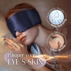 image:imageSilk Sleep Mask Soft Pressureless 100 Mulberry Silk for Eye Skin Anti Wrinkles Large Size for Total Blackout Adjustable Wide Velcro Ear Cover PrintNavy