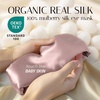 image:imageSilk Sleep Mask Soft Pressureless 100 Mulberry Silk for Eye Skin Anti Wrinkles Large Size for Total Blackout Adjustable Wide Velcro Ear Cover PrintPink