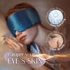 image:imageSilk Sleep Mask Soft Pressureless 100 Mulberry Silk for Eye Skin Anti Wrinkles Large Size for Total Blackout Adjustable Wide Velcro Ear Cover PrintRoyal Blue