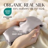 image:imageSilk Sleep Mask Soft Pressureless 100 Mulberry Silk for Eye Skin Anti Wrinkles Large Size for Total Blackout Adjustable Wide Velcro Ear Cover PrintSliver Grey