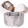 image:imageSilk Sleep Mask Soft Pressureless 100 Mulberry Silk for Eye Skin Anti Wrinkles Large Size for Total Blackout Adjustable Wide Velcro Ear Cover PrintSliver Grey
