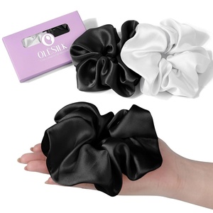 image:imageOLESILK 100 Mulberry Large Silk Scrunchies for Hair Care 2 Pack  Oversized for Women amp Girls Long Thick Curly Braids Hair Soft Smooth for No Damage Hair Care While Sleeping and DailyWhite