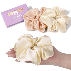 image:imageOLESILK 100 Mulberry Large Silk Scrunchies for Hair Care 2 Pack  Oversized for Women amp Girls Long Thick Curly Braids Hair Soft Smooth for No Damage Hair Care While Sleeping and DailyChampagne