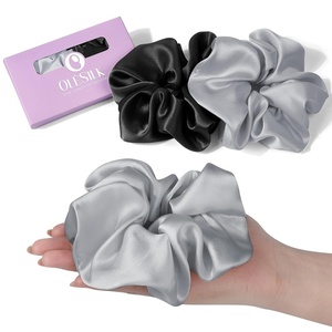 image:imageOLESILK 100 Mulberry Large Silk Scrunchies for Hair Care 2 Pack  Oversized for Women amp Girls Long Thick Curly Braids Hair Soft Smooth for No Damage Hair Care While Sleeping and DailySilver