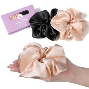 image:imageOLESILK 100 Mulberry Large Silk Scrunchies for Hair Care 2 Pack  Oversized for Women amp Girls Long Thick Curly Braids Hair Soft Smooth for No Damage Hair Care While Sleeping and DailyPink
