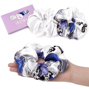 image:imageOLESILK 100 Mulberry Large Silk Scrunchies for Hair Care 2 Pack  Oversized for Women amp Girls Long Thick Curly Braids Hair Soft Smooth for No Damage Hair Care While Sleeping and DailyFloral 02