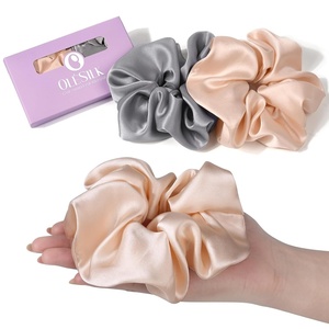 image:imageOLESILK 100 Mulberry Large Silk Scrunchies for Hair Care 2 Pack  Oversized for Women amp Girls Long Thick Curly Braids Hair Soft Smooth for No Damage Hair Care While Sleeping and DailyGray