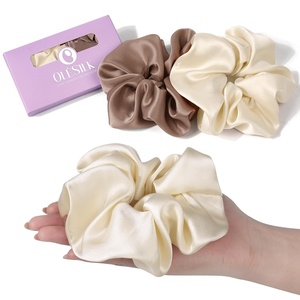 image:imageOLESILK 100 Mulberry Large Silk Scrunchies for Hair Care 2 Pack  Oversized for Women amp Girls Long Thick Curly Braids Hair Soft Smooth for No Damage Hair Care While Sleeping and DailyBrown