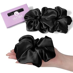 image:imageOLESILK 100 Mulberry Large Silk Scrunchies for Hair Care 2 Pack  Oversized for Women amp Girls Long Thick Curly Braids Hair Soft Smooth for No Damage Hair Care While Sleeping and DailyBlack