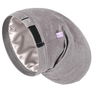 image:imageOLESILK 100 Mulberry Silk Bonnet for Sleeping Women Hair Wrap for Curly Hair Care Real Silk Not Satin PinkDark Grey for Long Hair