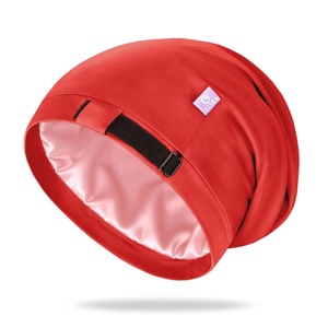 image:imageOLESILK 100 Mulberry Silk Bonnet for Sleeping Women Hair Wrap for Curly Hair Care Real Silk Not Satin PinkRed