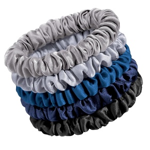 image:imageOLESILK 100 Mulberry Silk Hair Ties No Damage Scrunchies for Women 5 Pack  No Pull Soft Smooth No Crease No Dent Skinny Gentle for Thin Fine Thick Curly Hair All Day Hold Sleep FriendlyDark