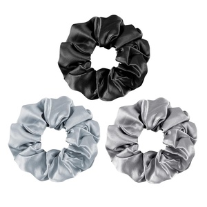 image:imageOLESILK 100 Mulberry Silk Scrunchies for Women Hair Ties No Damage 3 Pack  Smooth Glide SleepReady Tames Frizz Wakes Sleek  On Curly Wavy Fine amp Straight  Softer Overnight Gentle Secure Hold3pcs  BlackLight GreyGrey