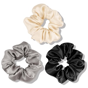 image:imageOLESILK 100 Mulberry Silk Scrunchies for Women Hair Ties No Damage 3 Pack  Smooth Glide SleepReady Tames Frizz Wakes Sleek  On Curly Wavy Fine amp Straight  Softer Overnight Gentle Secure Hold3pcs  BlackLight ChampagneGrey
