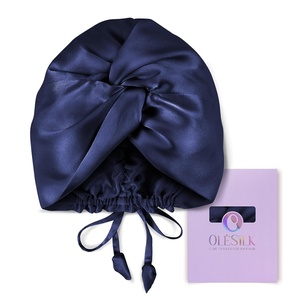 image:imageOLESILK Silk Hair Bonnet for Sleeping Women 100 Mulberry Silk AntiFrizz  22Momme Doublesided Silk for Fine to Medium Curly Wavy Straight Hair Luxurious Overnight Wake up Silky Smooth WashableDark Blue