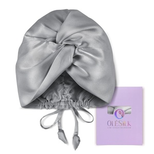 image:imageOLESILK Silk Hair Bonnet for Sleeping Women 100 Mulberry Silk AntiFrizz  22Momme Doublesided Silk for Fine to Medium Curly Wavy Straight Hair Luxurious Overnight Wake up Silky Smooth WashableLight Grey