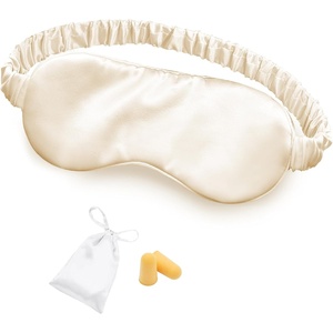 image:imageOLESILK Silk Sleep Mask 100 Mulberry Silk Eye Mask for Sleeping Double Layer Filling and Elastic Strap Travel and Nap Soft Eye Cover Eyeshade with Luxury Bag and Ear Plugs PinkLight Champagne