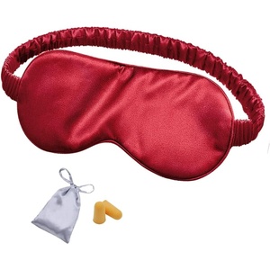 image:imageOLESILK Silk Sleep Mask 100 Mulberry Silk Eye Mask for Sleeping Double Layer Filling and Elastic Strap Travel and Nap Soft Eye Cover Eyeshade with Luxury Bag and Ear Plugs PinkBurgundy
