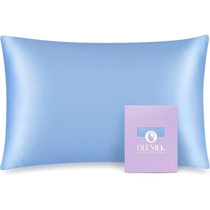 image:imageOLESILK Toddler 100 Mulberry Silk Pillowcase Zipper 13x 18 Ivory  Both Sides 19 Momme Pure Natural Silk Smooth Soft and Breathable for Baby Girls and Boys Hair and Skin Care Travel SizeLight Blue