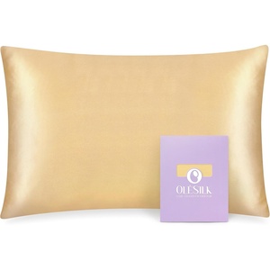 image:imageOLESILK Toddler 100 Mulberry Silk Pillowcase Zipper 13x 18 Ivory  Both Sides 19 Momme Pure Natural Silk Smooth Soft and Breathable for Baby Girls and Boys Hair and Skin Care Travel SizeGold