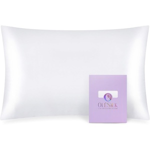 image:imageOLESILK Toddler 100 Mulberry Silk Pillowcase Zipper 13x 18 Ivory  Both Sides 19 Momme Pure Natural Silk Smooth Soft and Breathable for Baby Girls and Boys Hair and Skin Care Travel SizeWhite