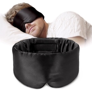image:imageSilk Sleep Mask Soft Pressureless 100 Mulberry Silk for Eye Skin Anti Wrinkles Large Size for Total Blackout Adjustable Wide Velcro Ear Cover PrintBlack
