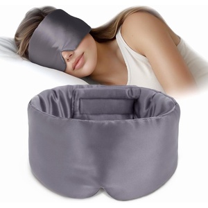 image:imageSilk Sleep Mask Soft Pressureless 100 Mulberry Silk for Eye Skin Anti Wrinkles Large Size for Total Blackout Adjustable Wide Velcro Ear Cover PrintCharcoal